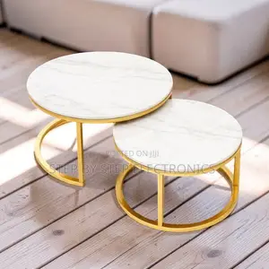 Modern Style 2 in 1 Marble Top Gold Stand Nesting Coffee Table
