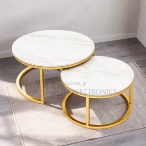 Modern Style 2 in 1 Marble Top Gold Stand Nesting Coffee Table