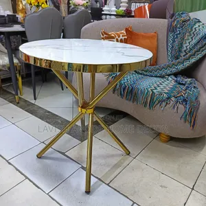 Round Dinner Table With Gold Legs – Elegant Dining Table