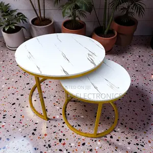 Premium Design 2 in 1 Marble Top Gold Stand Nesting Coffee Table