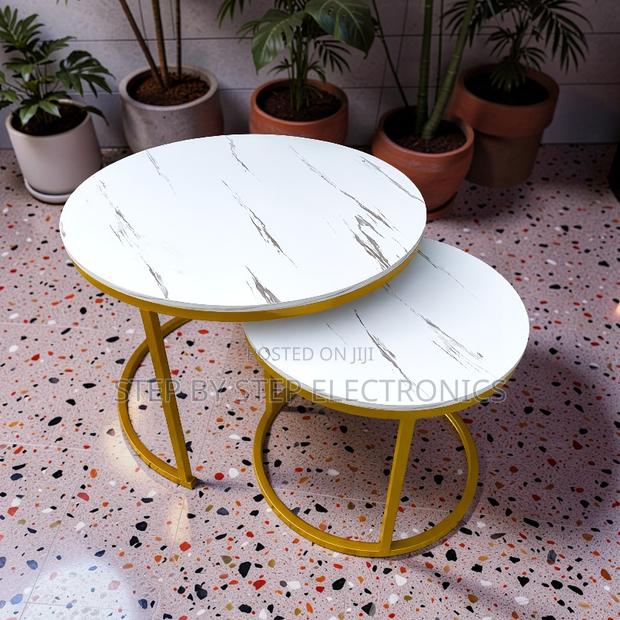 Premium Design 2 in 1 Marble Top Gold Stand Nesting Coffee Table - thumbnail 2