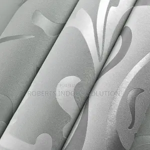 Flocked Silver Flower Wallpaper