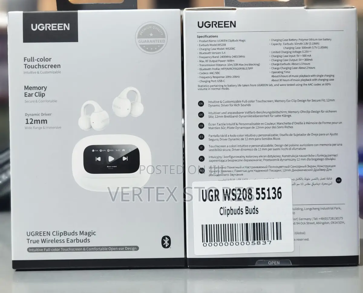 UGREEN ClipBuds Magic (WS208) Open-Ear Earbuds - White