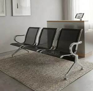3-Seater Office Reception Bench : Black Steel Waiting Bench