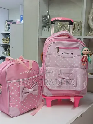 🍇 *2in1 3D Children Trolley School Backpack With 3 Wheels Stairs*