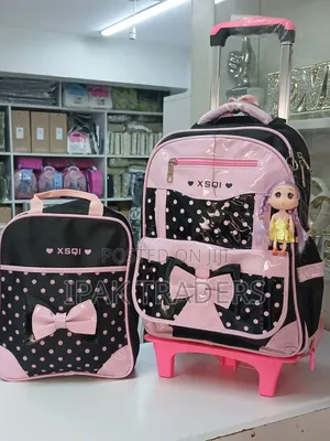 🍇 *2in1 3D Children Trolley School Backpack With 3 Wheels Stairs*