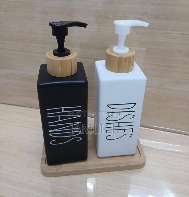 Ceramic Soap & Lotion Dispenser Set With Stand - Bz
