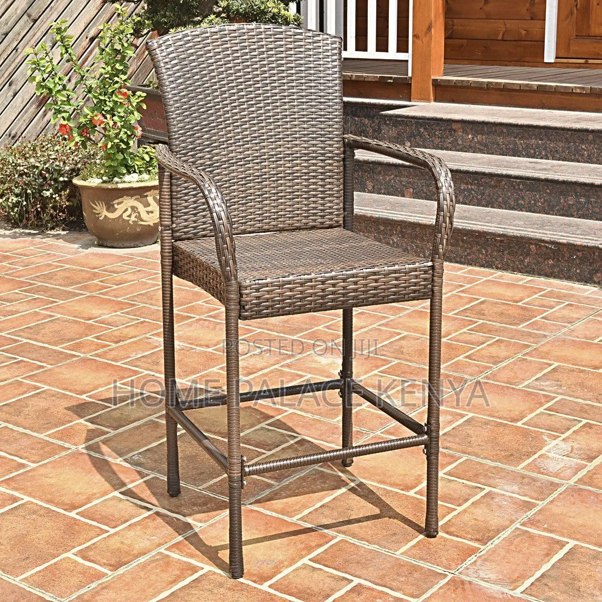 Bar Stool; Premium Outdoor Rattan Counter Height Bar Stool