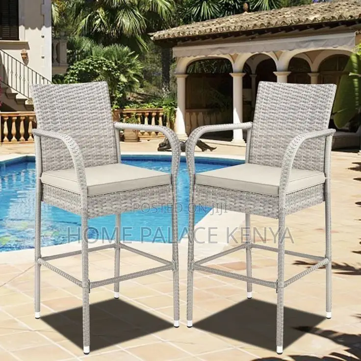 Bar Stool; Premium Outdoor Rattan Counter Height Bar Stool