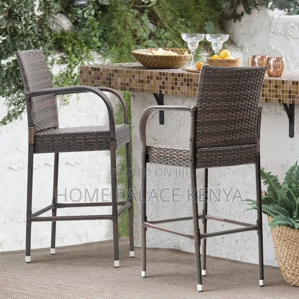 Bar Stool; Premium Outdoor Rattan Counter Height Bar Stool