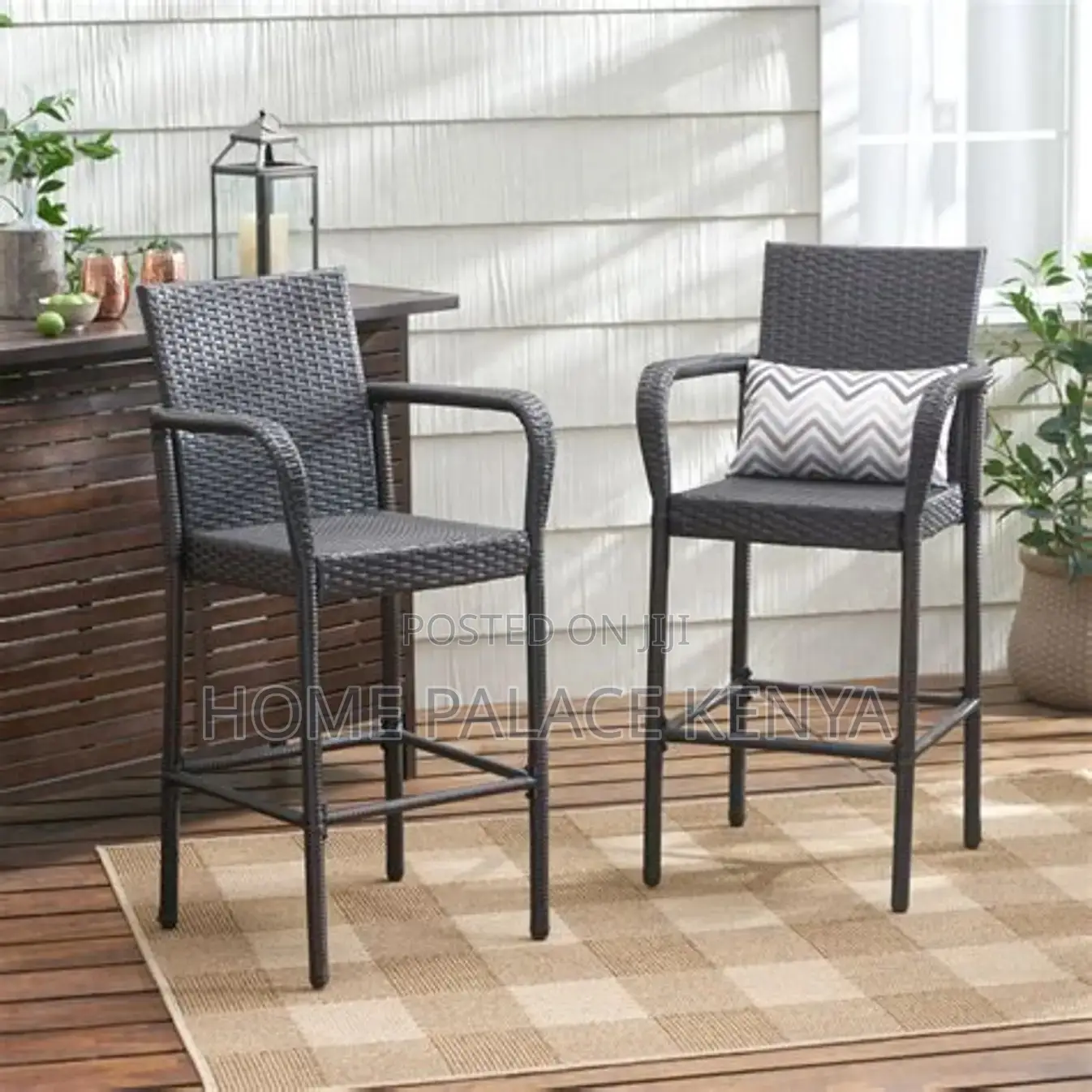 Bar Stool; Premium Outdoor Rattan Counter Height Bar Stool