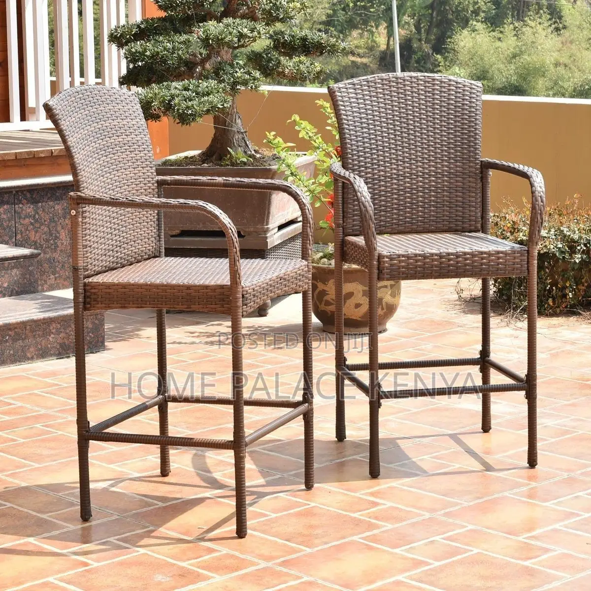 Bar Stool; Premium Outdoor Rattan Counter Height Bar Stool