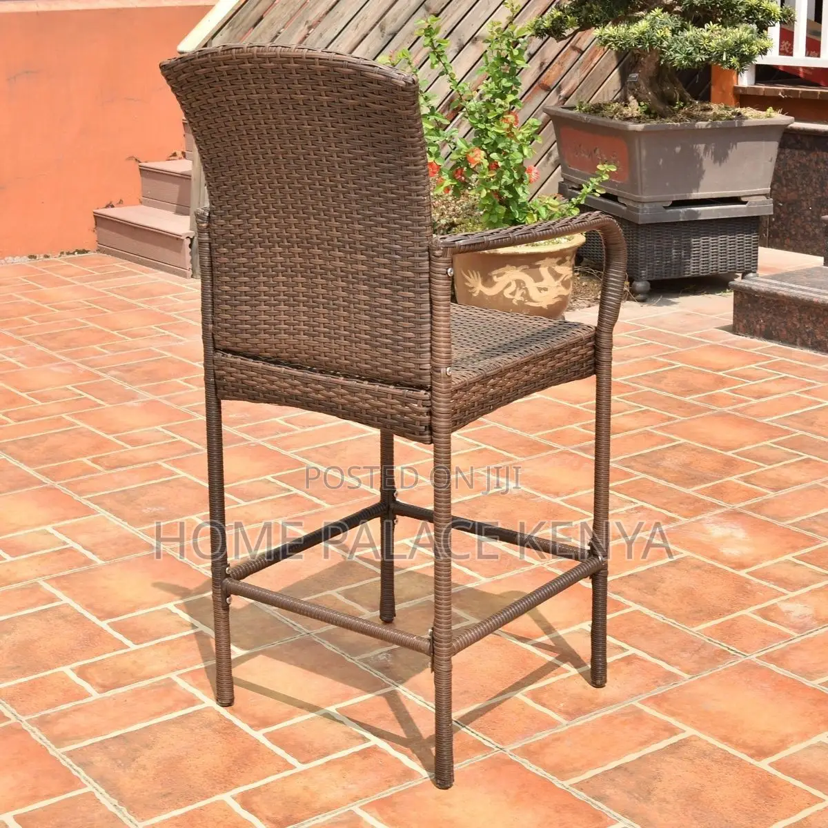 Bar Stool; Premium Outdoor Rattan Counter Height Bar Stool