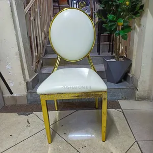 White Leather Chair With Gold Touch – Elegant Accent Chair
