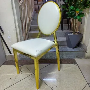 White Leather Chair With Gold Touch – Elegant Accent Chair