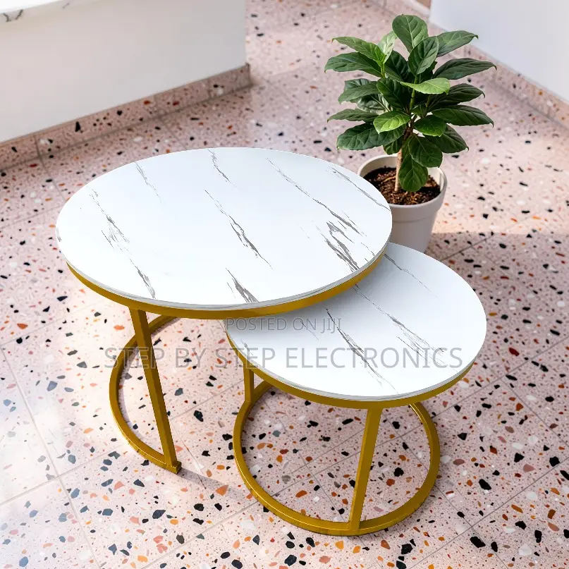 Luxury Design 2 in 1 Marble Top Gold Stand Nesting Coffee Table