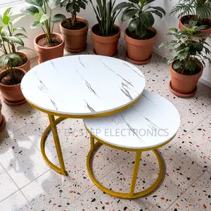 Modern Furniture 2 in 1 Marble Top Gold Stand Nesting Coffee Table