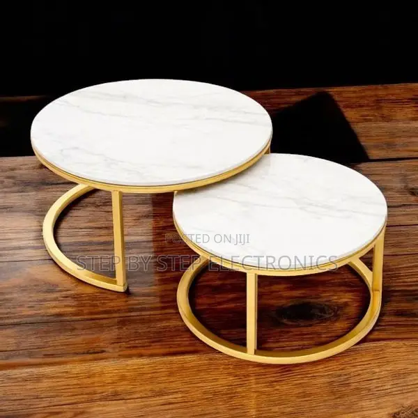 Elegant Furniture 2 in 1 Marble Top Gold Stand Nesting Coffee Table