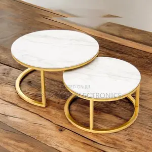 Elegant Furniture 2 in 1 Marble Top Gold Stand Nesting Coffee Table