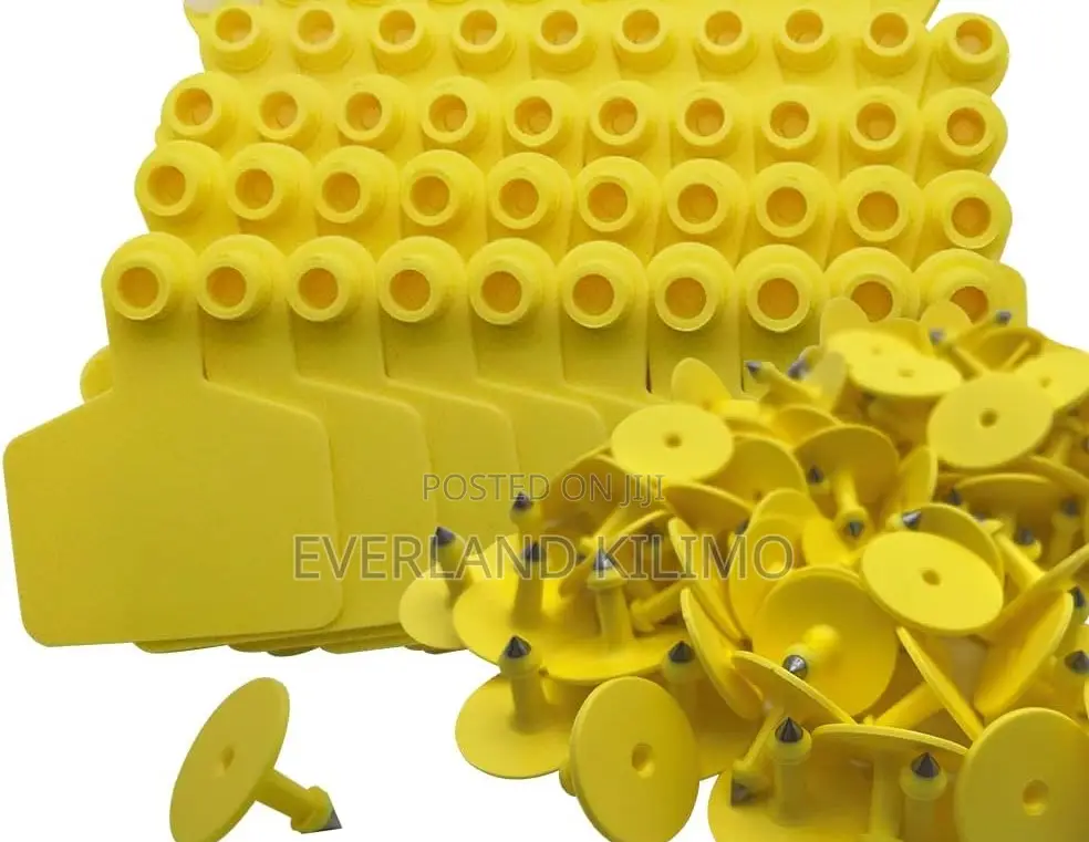 Fade-Resistant Livestock Marking Plain Yellow Medium Ear Tags