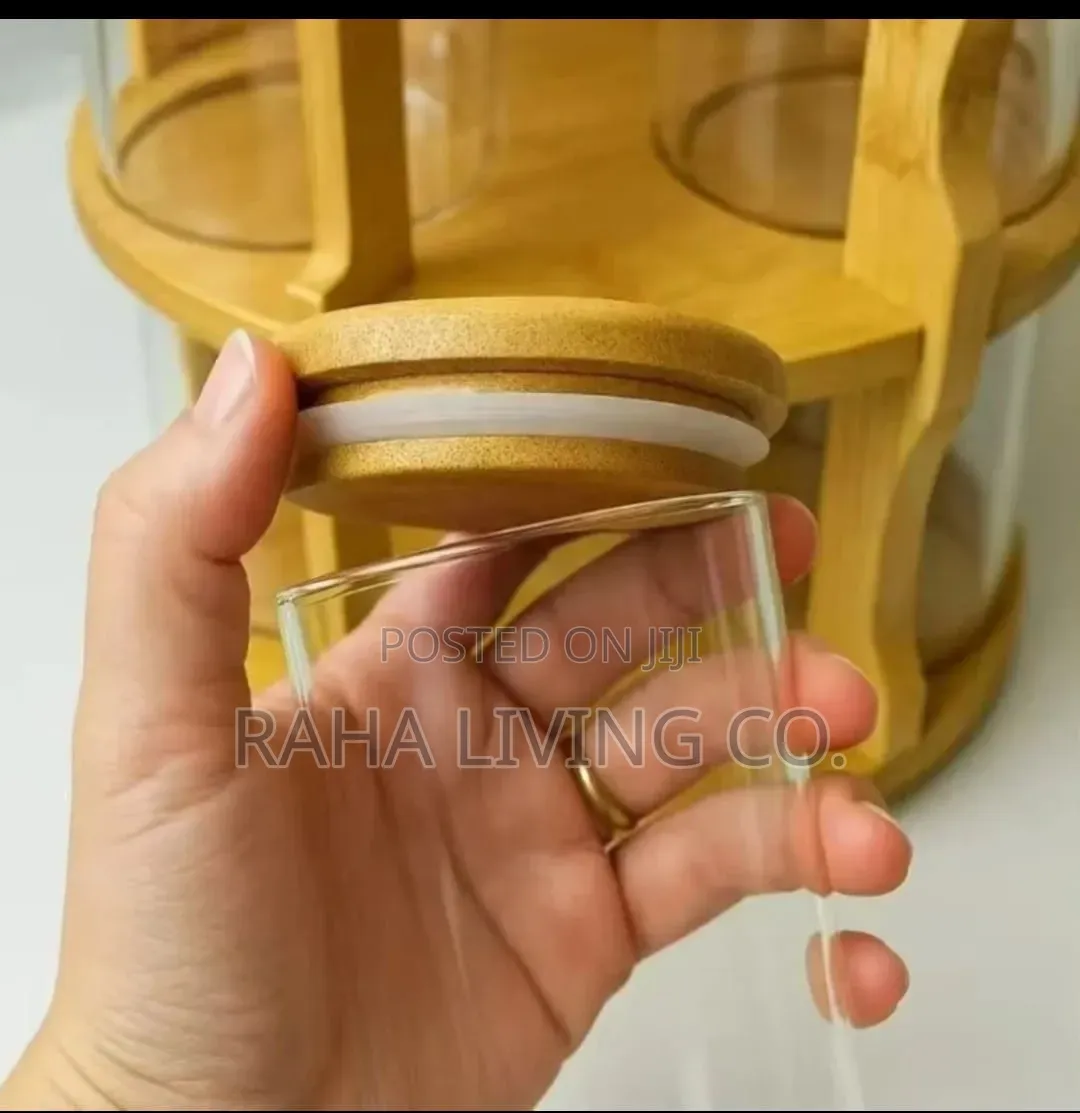 10-Piece 360° Rotating Bamboo Spice Jar Set | 300ml Spice Rack