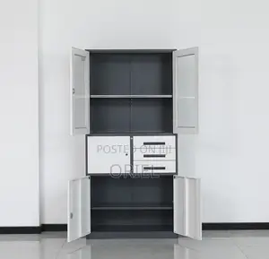 Office Safe : Metal Filing Cabinet With Glass Doors and Safe