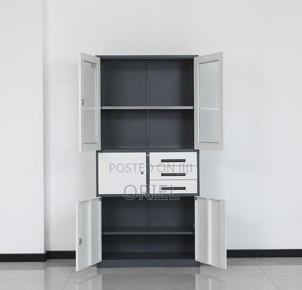 Office Safe : Metal Filing Cabinet With Glass Doors and Safe - thumbnail 2