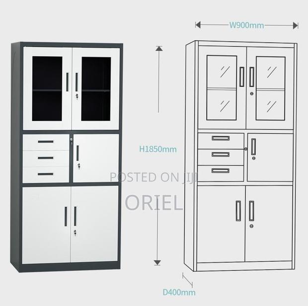 Office Safe : Metal Filing Cabinet With Glass Doors and Safe - thumbnail 3