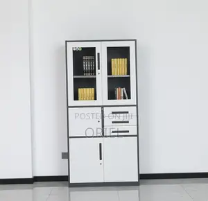 Office Safe : Metal Filing Cabinet With Glass Doors and Safe