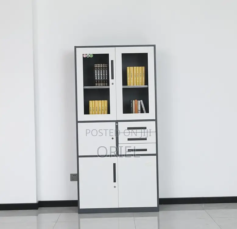 Office Safe : Metal Filing Cabinet With Glass Doors and Safe