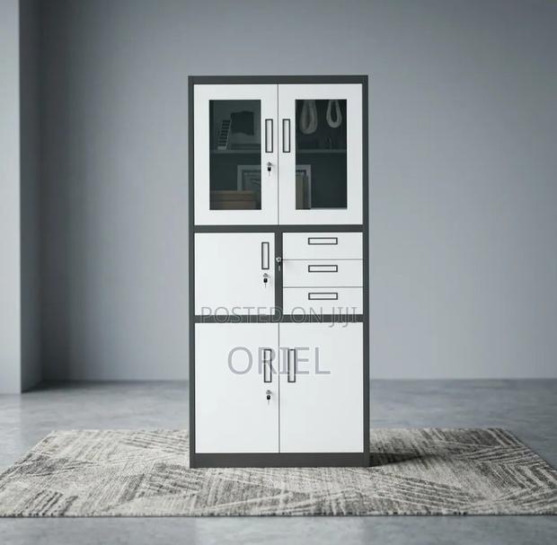 Office Safe : Metal Filing Cabinet With Glass Doors and Safe - thumbnail 12