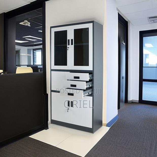 Office Safe : Metal Filing Cabinet With Glass Doors and Safe - thumbnail 14