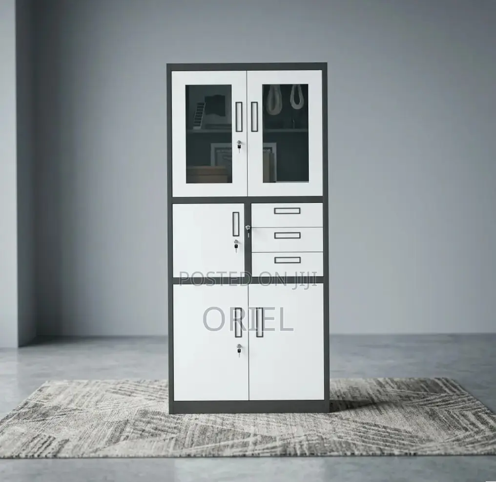 Office Safe : Metal Filing Cabinet With Glass Doors and Safe