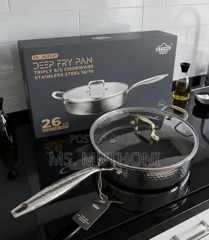 Vakeen 26cm Triply Stainless Steel Deep Fry Pan With Glass Lid