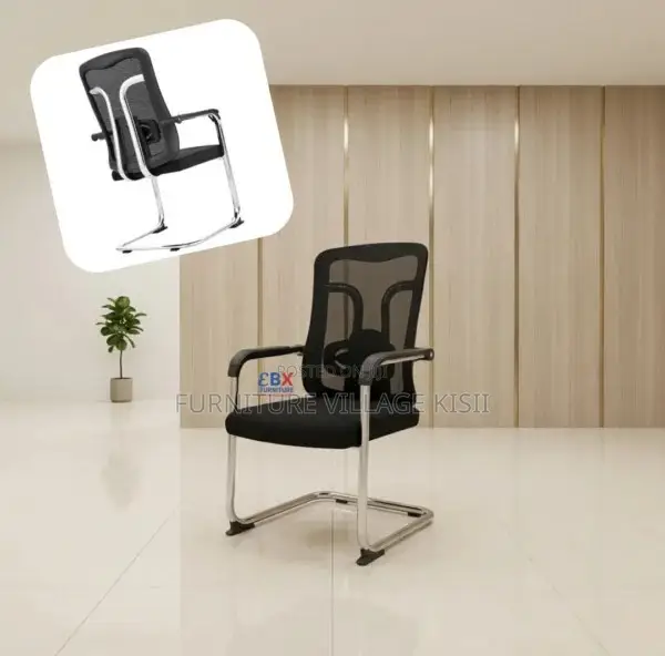 Office Chair; Black Orthopedic Mesh Guest Chair
