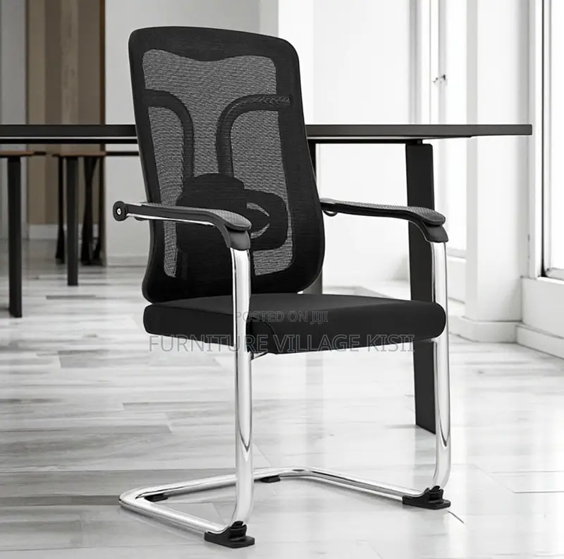 Office Chair; Black Orthopedic Mesh Guest Chair