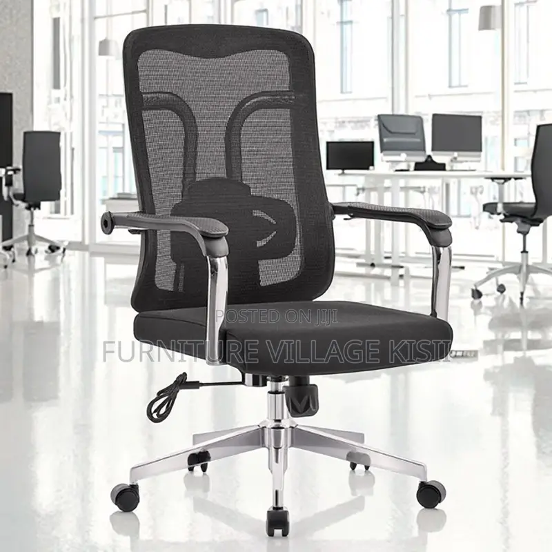 Office Chair; Black Orthopedic Mesh Guest Chair