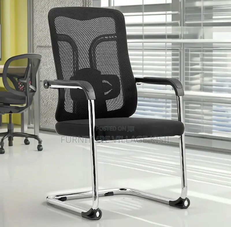 Office Chair; Black Orthopedic Mesh Guest Chair