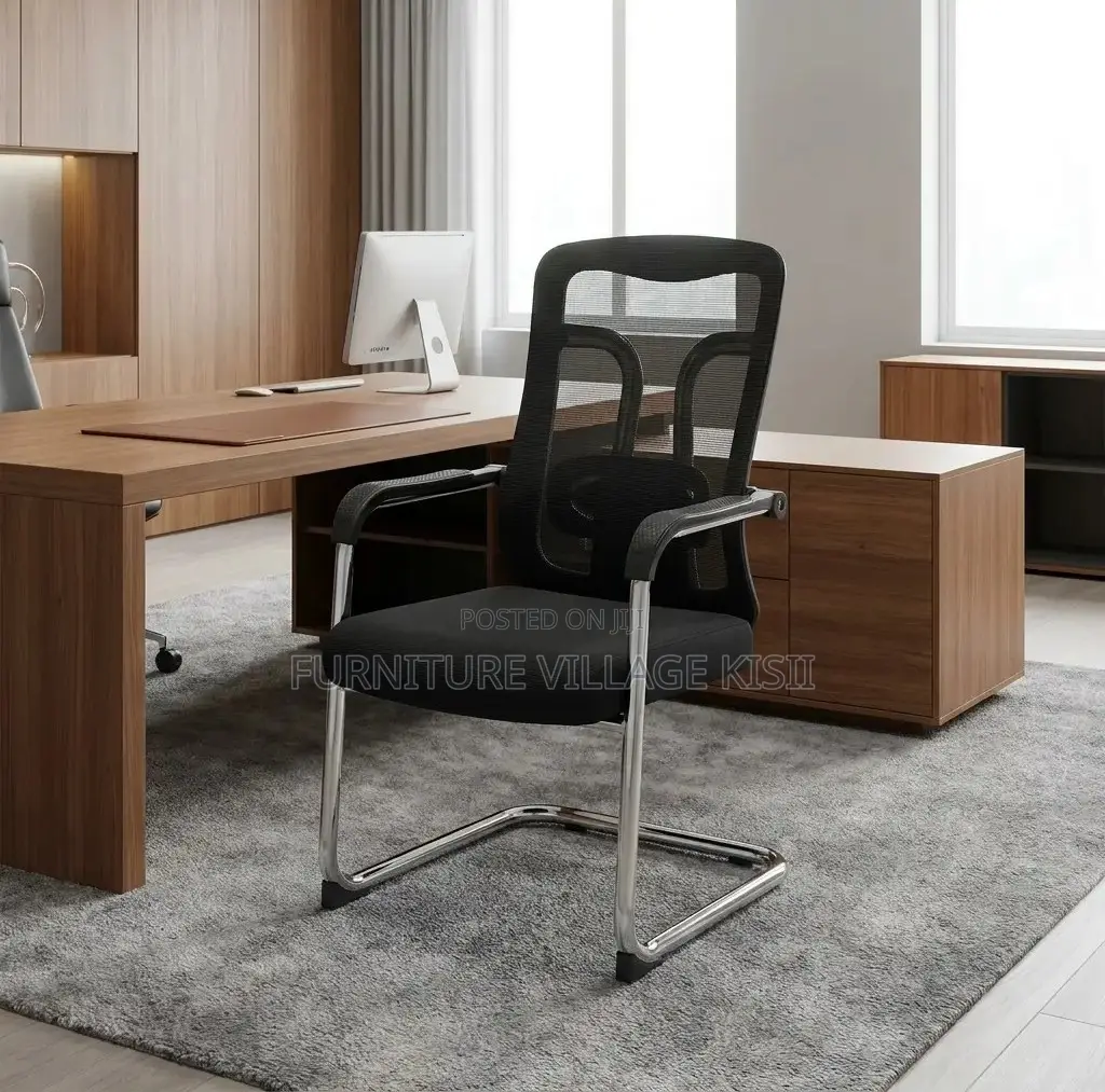 Office Chair; Black Orthopedic Mesh Guest Chair