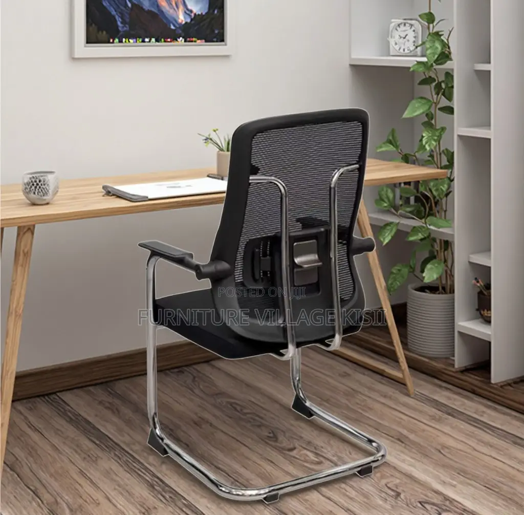 Office Chair; Black Orthopedic Mesh Guest Chair