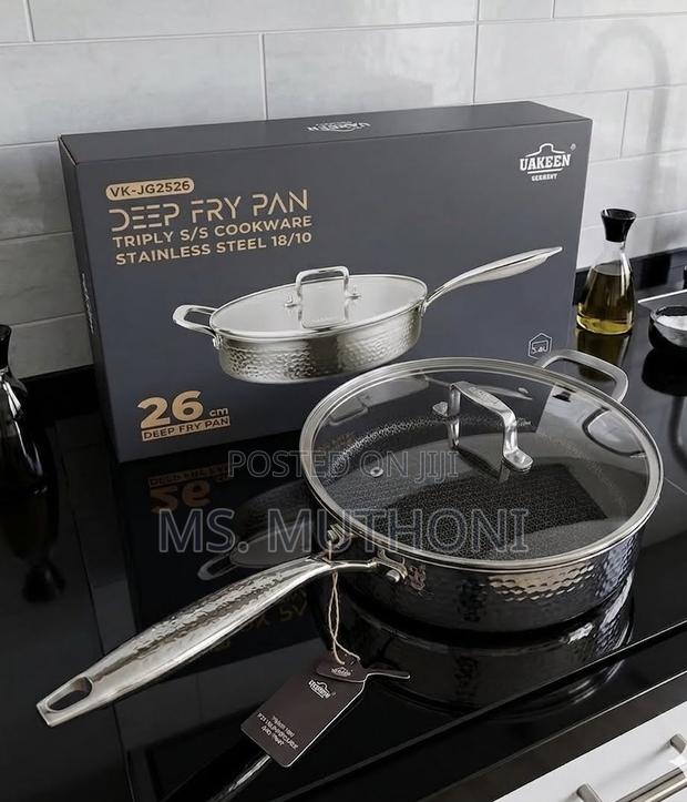 The Vakeen Collection: Premium 26cm Triply Stainless Steel Deep Skille - main view