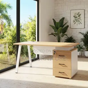 Office Desk; 1400mm Executive Home Office Desk With White Front View