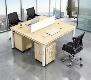 Office Workstation; Two Users Modular Modern White Open Workstation
