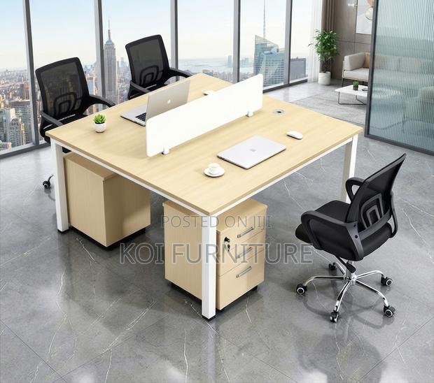 Office Workstation; Two Users Modular Modern White Open Workstation - thumbnail 2