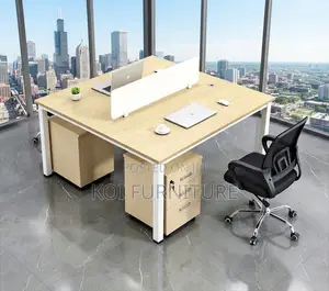 Office Workstation; Two Users Modular Modern White Open Workstation