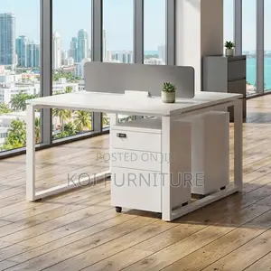 Office Workstation; Two Users Modular Modern White Open Workstation