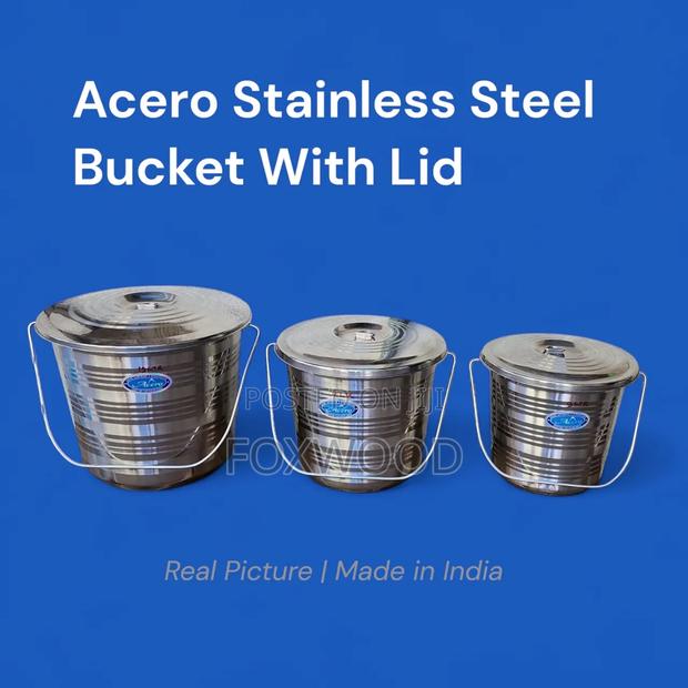 Acero Stainless Steel Bucket With Lid 20litres