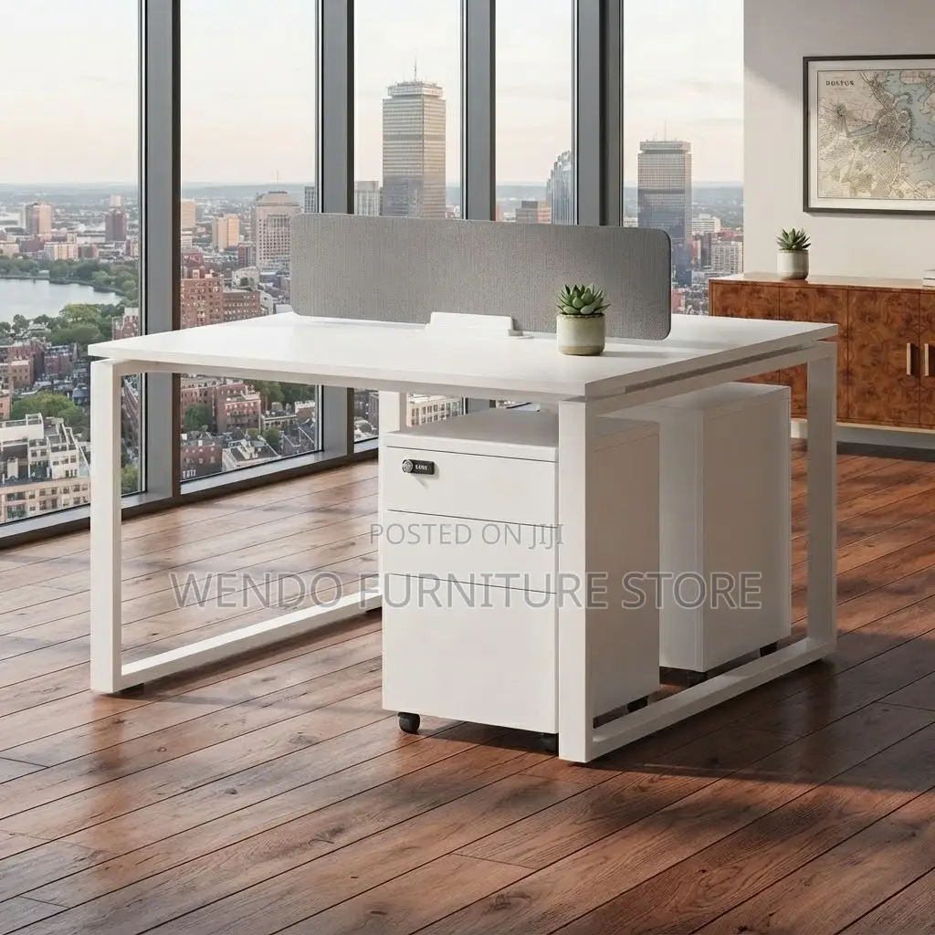 Office Workstation' White Open Two Users Station Table