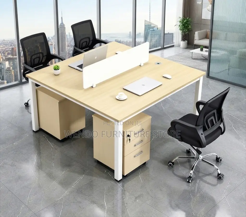 Office Workstation' White Open Two Users Station Table