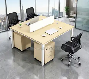 Office Workstation' White Open Two Users Station Table